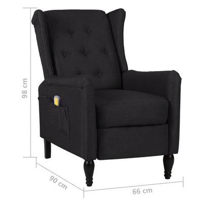 vidaXL Massage Reclining Chair Dark Grey Fabric