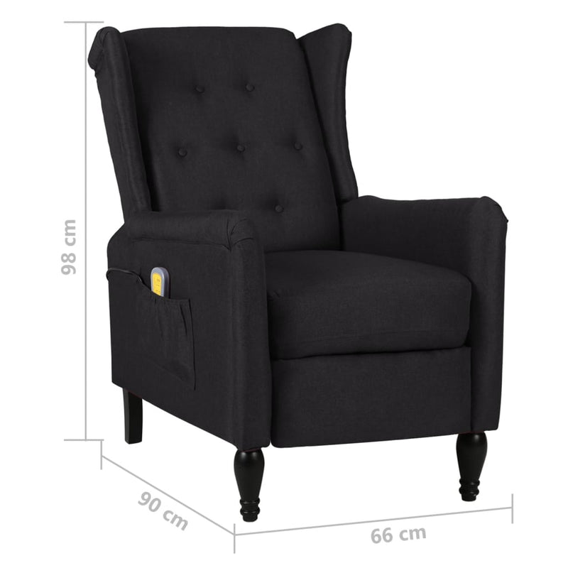 vidaXL Massage Reclining Chair Dark Grey Fabric