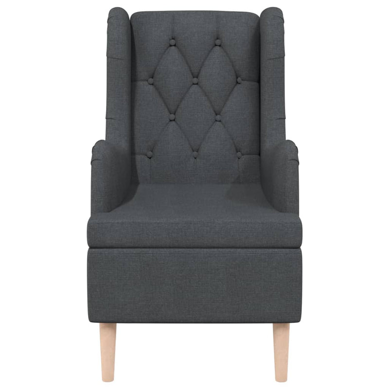 vidaXL Armchair with Solid Rubber Wood Feet Black Fabric