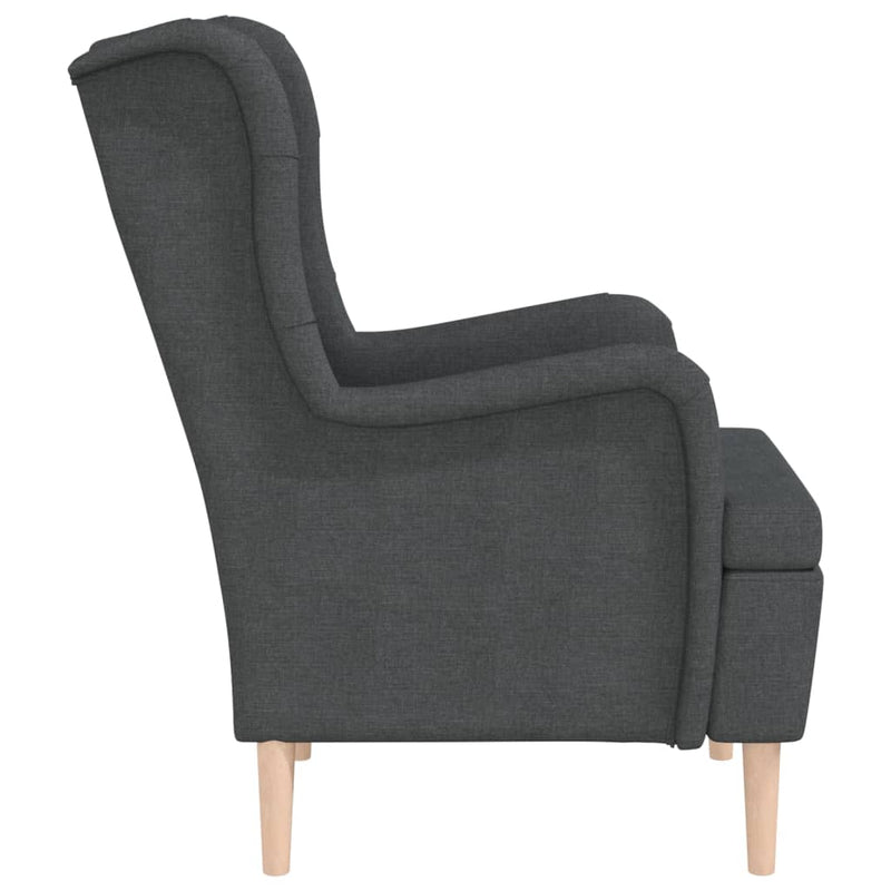 vidaXL Armchair with Solid Rubber Wood Feet Black Fabric