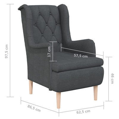 vidaXL Armchair with Solid Rubber Wood Feet Black Fabric