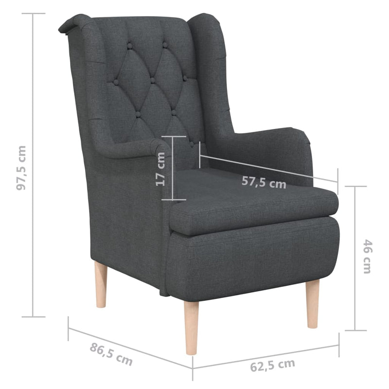 vidaXL Armchair with Solid Rubber Wood Feet Black Fabric