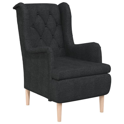 vidaXL Armchair with Solid Rubber Wood Feet Black Fabric