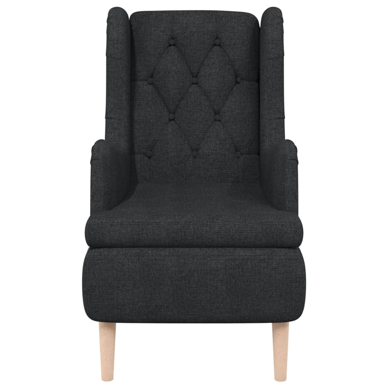 vidaXL Armchair with Solid Rubber Wood Feet Black Fabric