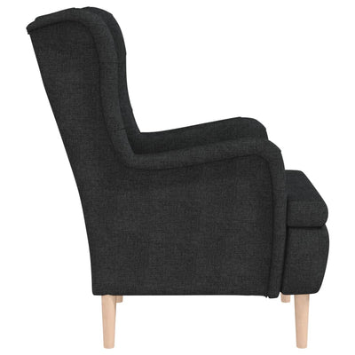 vidaXL Armchair with Solid Rubber Wood Feet Black Fabric