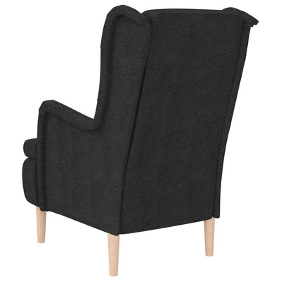 vidaXL Armchair with Solid Rubber Wood Feet Black Fabric