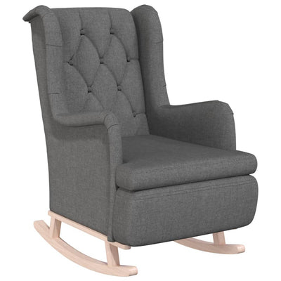 vidaXL Armchair with Solid Rubber Wood Rocking Legs Cream Fabric