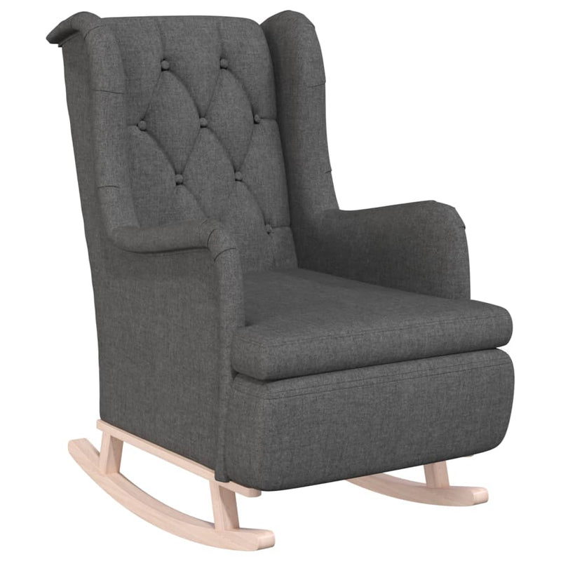vidaXL Armchair with Solid Rubber Wood Rocking Legs Cream Fabric