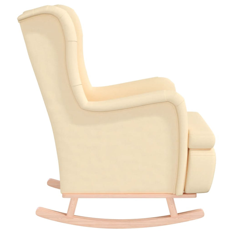 vidaXL Armchair with Solid Rubber Wood Rocking Legs Cream Fabric