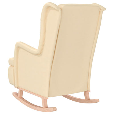 vidaXL Armchair with Solid Rubber Wood Rocking Legs Cream Fabric