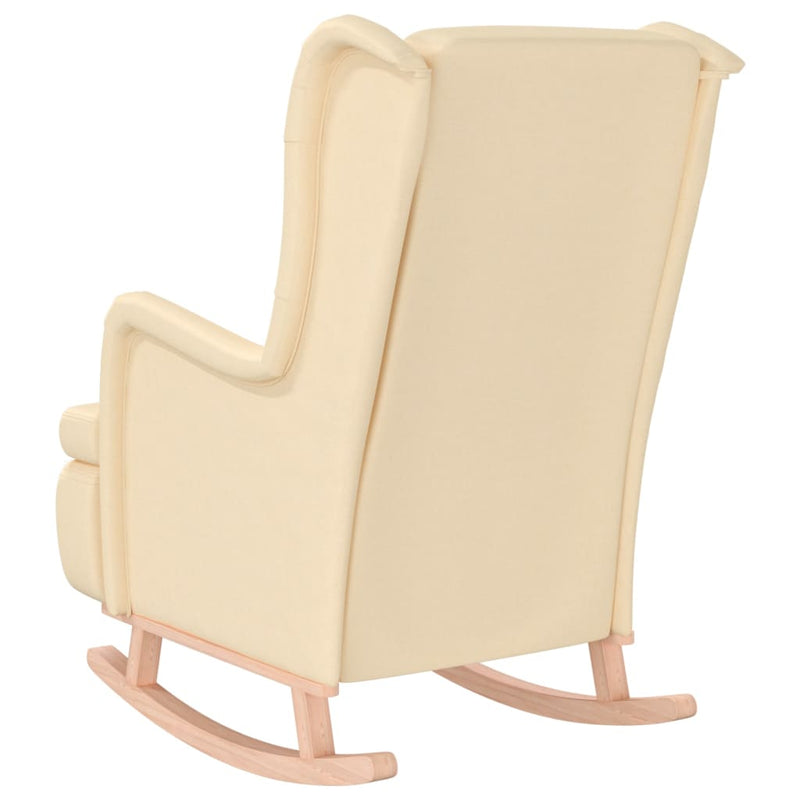 vidaXL Armchair with Solid Rubber Wood Rocking Legs Cream Fabric