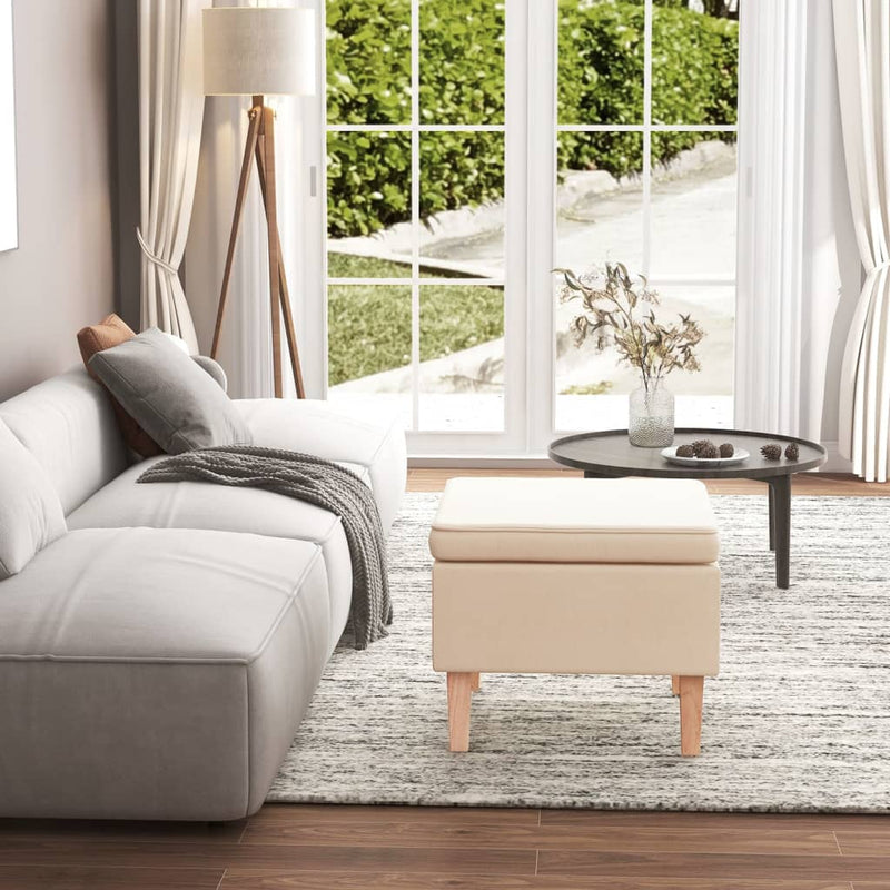 vidaXL Stool with Wooden Legs Black Fabric