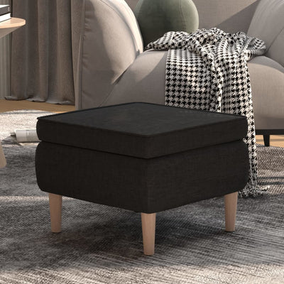vidaXL Stool with Wooden Legs Black Fabric