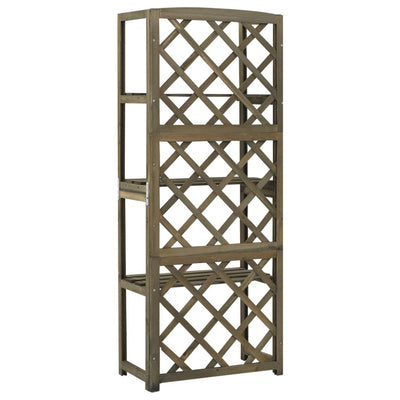 vidaXL Trellis with Shelves Grey 55x30x140 cm Solid Fir Wood