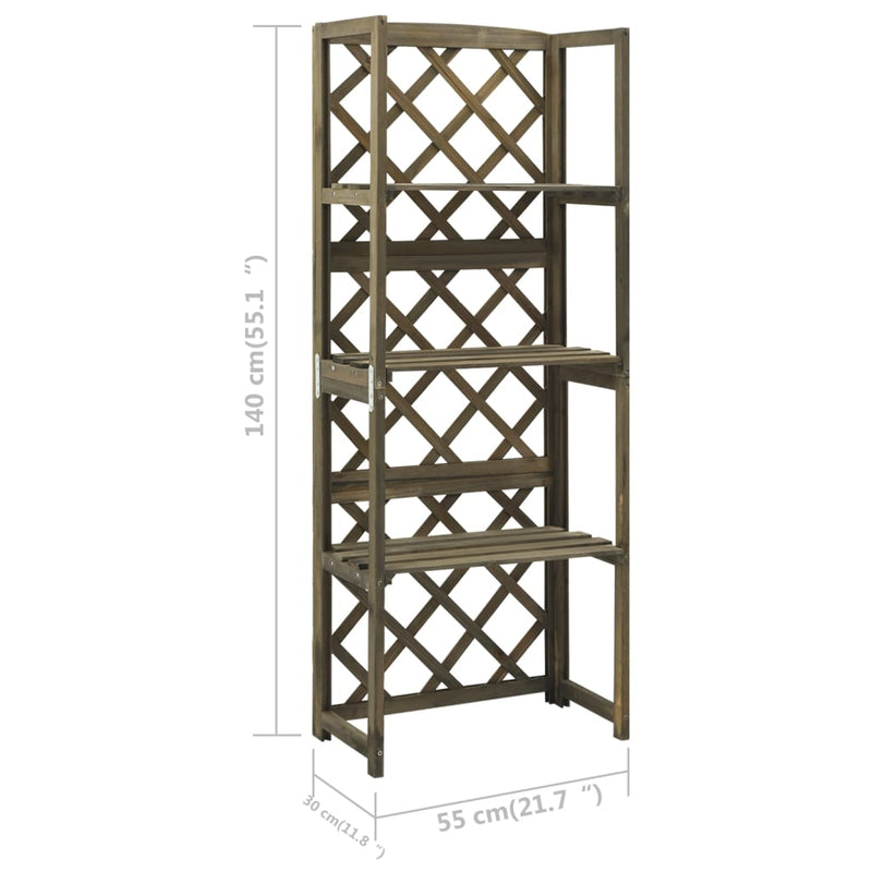 vidaXL Trellis with Shelves Grey 55x30x140 cm Solid Fir Wood