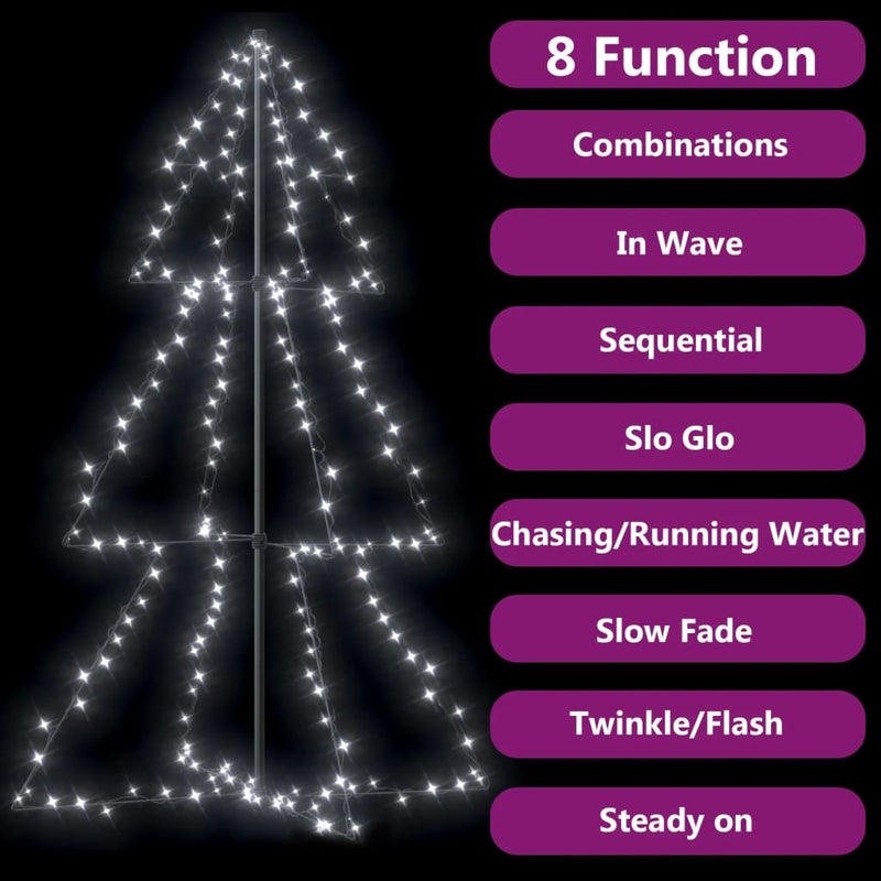 vidaXL Christmas Cone Tree 200 LEDs Indoor and Outdoor 98x150 cm