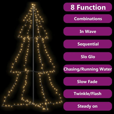 vidaXL Christmas Cone Tree 240 LEDs Indoor and Outdoor 118x180 cm
