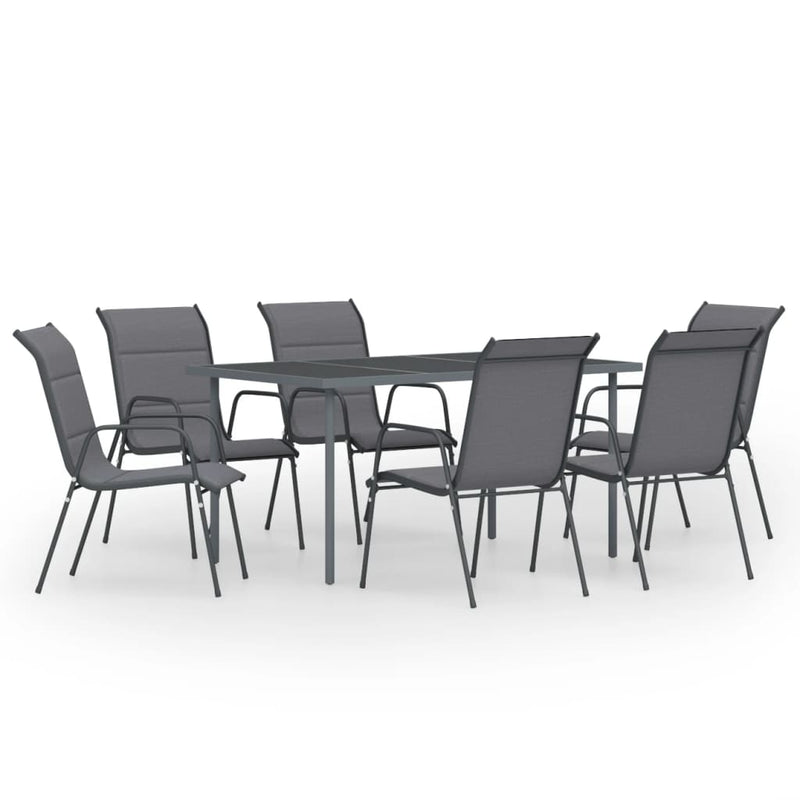vidaXL 5 Piece Outdoor Dining Set Steel Black