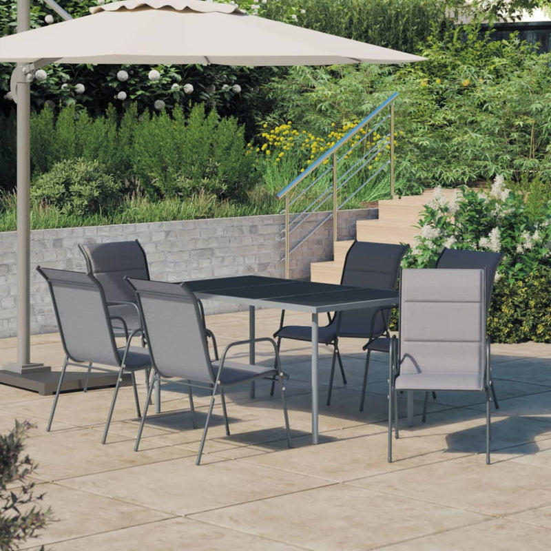 vidaXL 5 Piece Outdoor Dining Set Steel Black