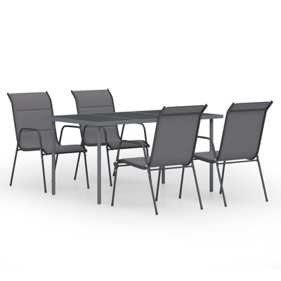 vidaXL 5 Piece Outdoor Dining Set Steel Black