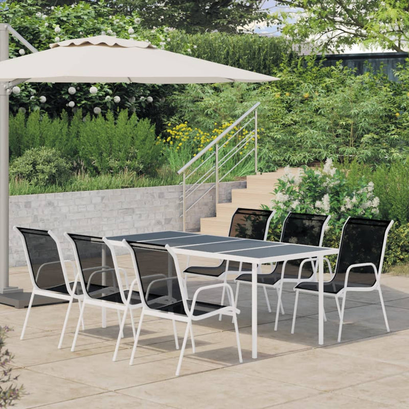 vidaXL 5 Piece Outdoor Dining Set Steel Black