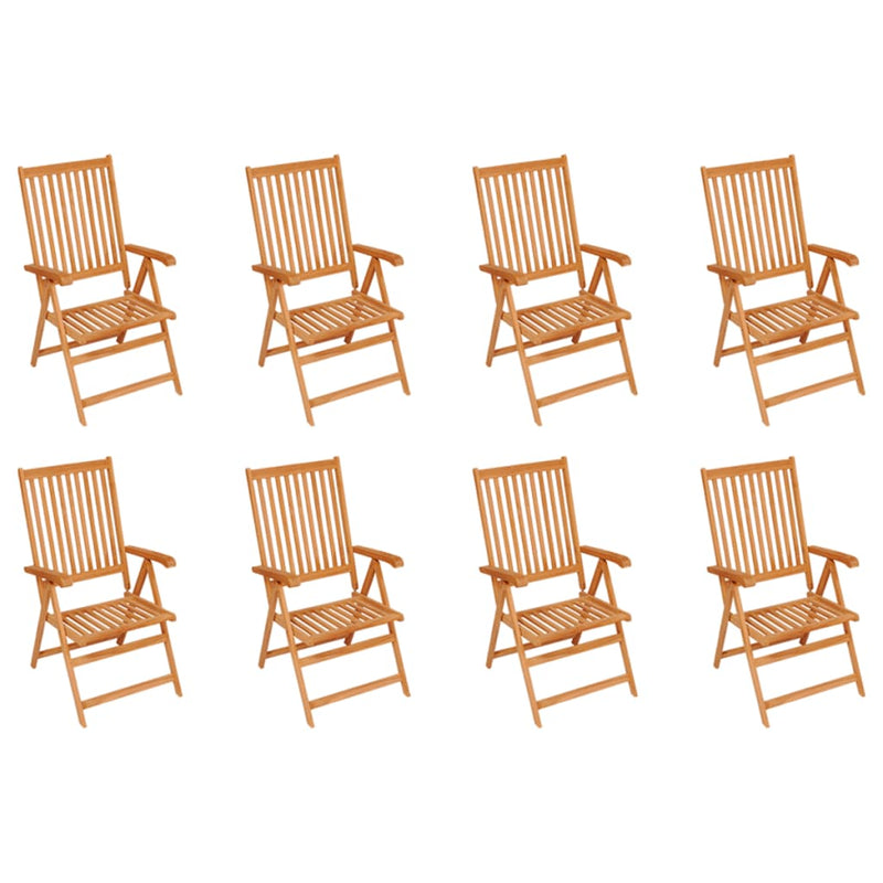 vidaXL Reclining Garden Chairs 8 pcs Solid Teak Wood