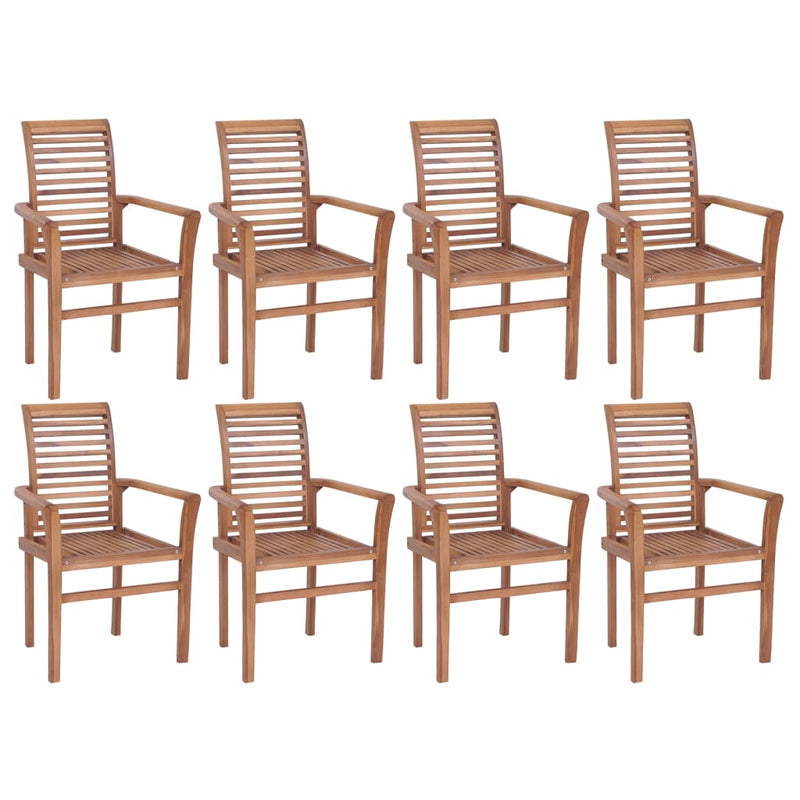vidaXL Stacking Dining Chairs 6 pcs Solid Teak Wood