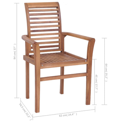 vidaXL Stacking Dining Chairs 6 pcs Solid Teak Wood