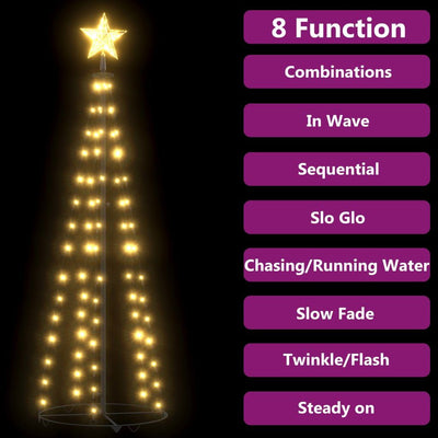 vidaXL Christmas Cone Tree 70 Warm White LEDs Decoration 50x120 cm