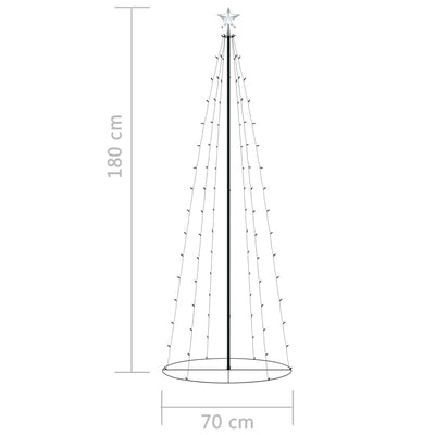 vidaXL Christmas Cone Tree 100 Warm White LEDs Decoration 70x180 cm