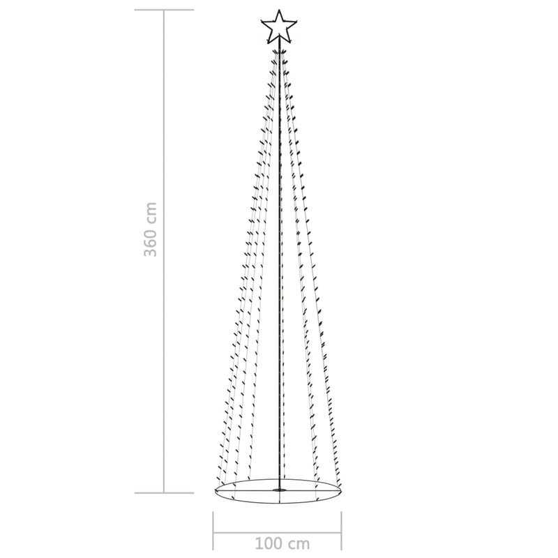 vidaXL Christmas Cone Tree 400 Warm White LEDs Decoration 100x360 cm