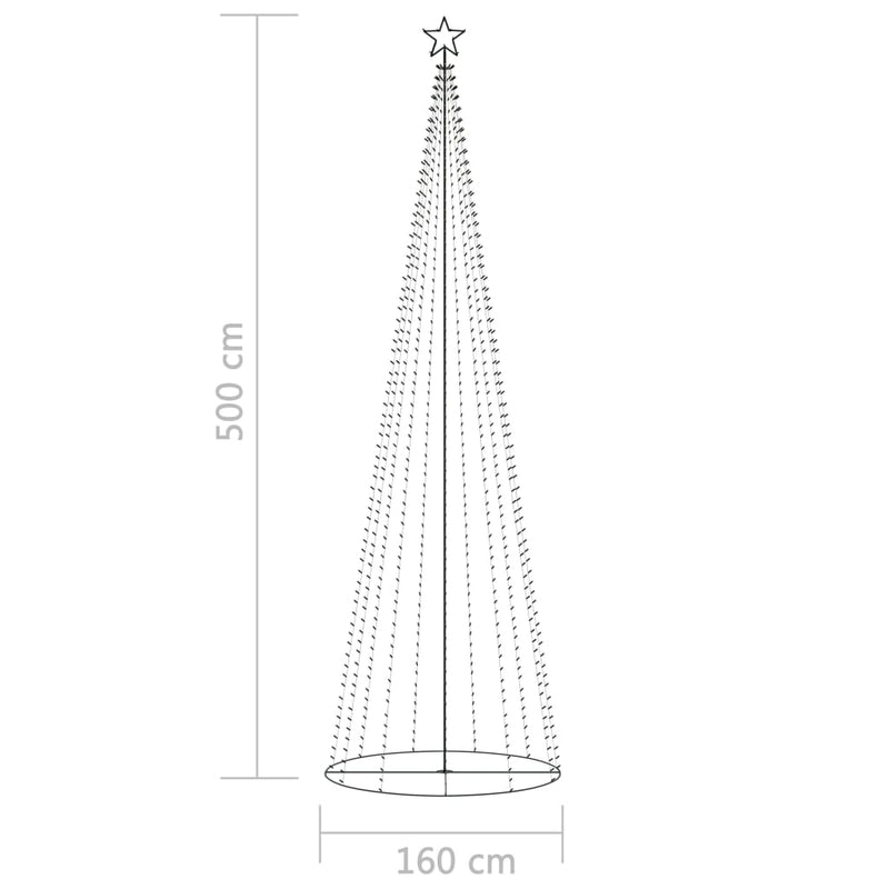 vidaXL Christmas Cone Tree 752 Warm White LEDs Decoration 160x500 cm