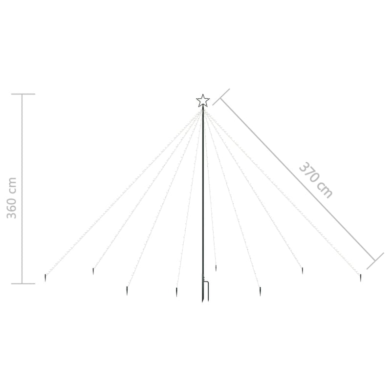 vidaXL Christmas Tree Lights Indoor Outdoor 576 LEDs Cold White 3.6 m