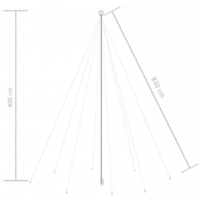 vidaXL LED Christmas Waterfall Tree Lights Indoor Outdoor 1300 LEDs 8 m