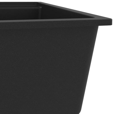 vidaXL Kitchen Sink with Overflow Hole Black Granite