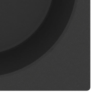 vidaXL Kitchen Sink with Overflow Hole Black Granite