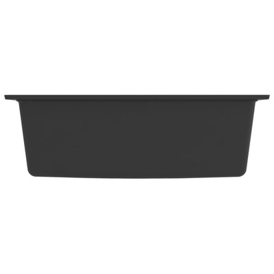 vidaXL Kitchen Sink with Overflow Hole Black Granite