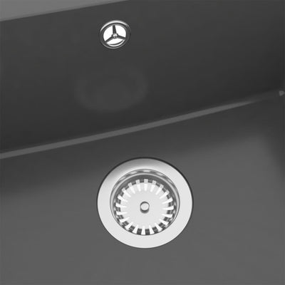vidaXL Kitchen Sink with Overflow Hole Black Granite