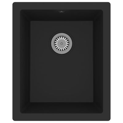 vidaXL Kitchen Sink with Overflow Hole Black Granite
