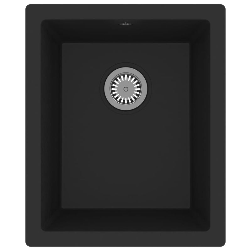 vidaXL Kitchen Sink with Overflow Hole Black Granite