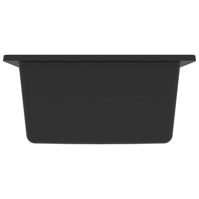 vidaXL Kitchen Sink with Overflow Hole Black Granite