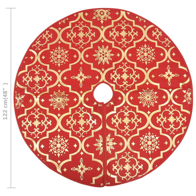 vidaXL Luxury Christmas Tree Skirt with Sock Red 150 cm Fabric