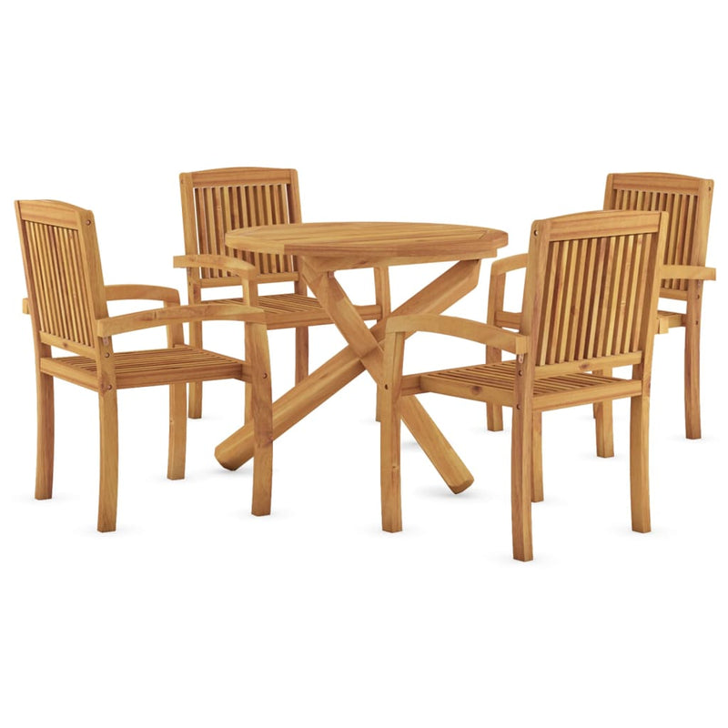 vidaXL 5 Piece Garden Dining Set Solid Wood Teak
