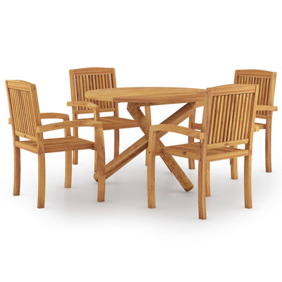 vidaXL 5 Piece Garden Dining Set Solid Wood Teak