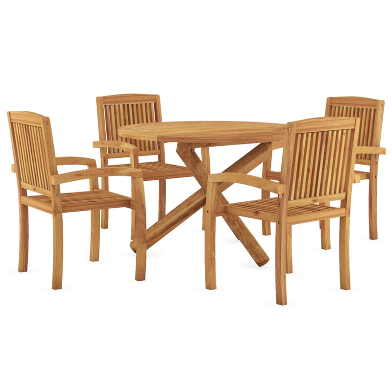 vidaXL 5 Piece Garden Dining Set Solid Wood Teak