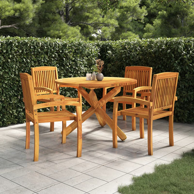 vidaXL 5 Piece Garden Dining Set Solid Wood Teak