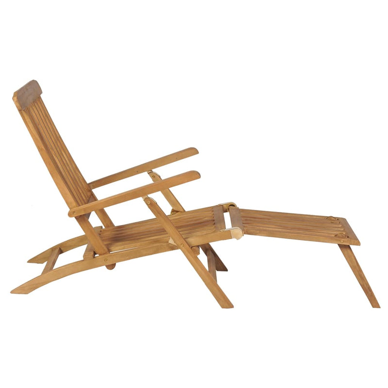 vidaXL Deck Chairs with Footrests 2 pcs Solid Teak Wood