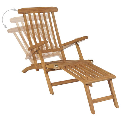 vidaXL Deck Chairs with Footrests 2 pcs Solid Teak Wood