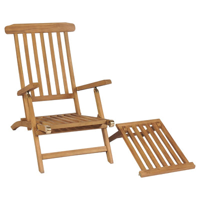 vidaXL Deck Chairs with Footrests 2 pcs Solid Teak Wood