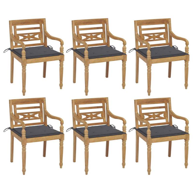 vidaXL Batavia Chairs with Cushions 4 pcs Solid Teak Wood